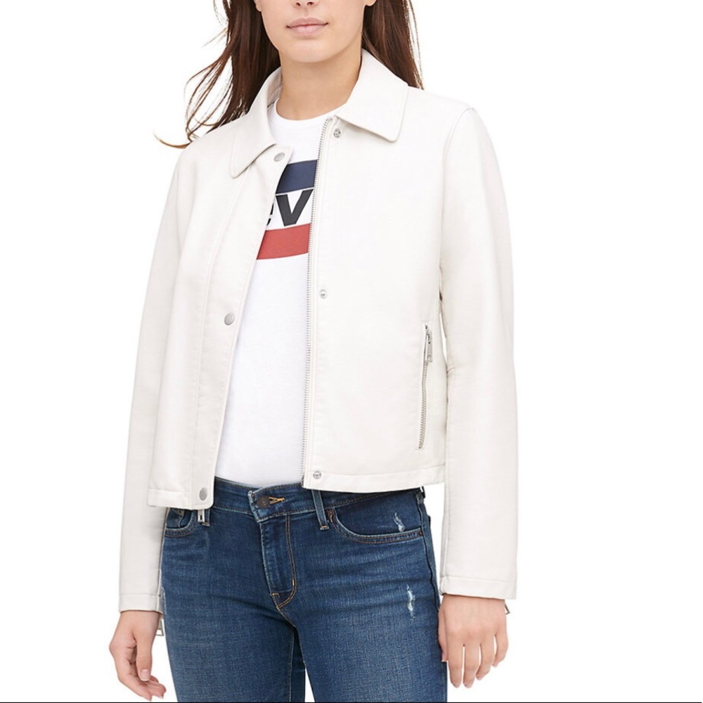 Faux Leather Updated Front Zip Motorcycle Jacket